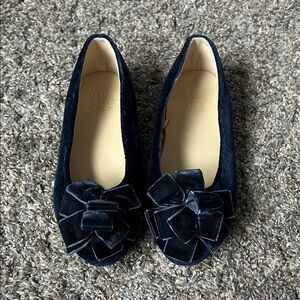 Janie and Jack Dark Blue Velvet Flats